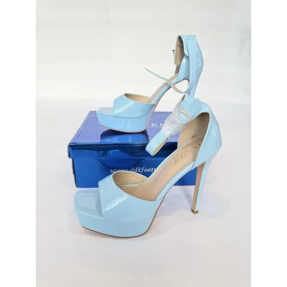 Kayleen High heels Light Blue 8 Platform Women's Shoes Party Elegant Chic Preppy